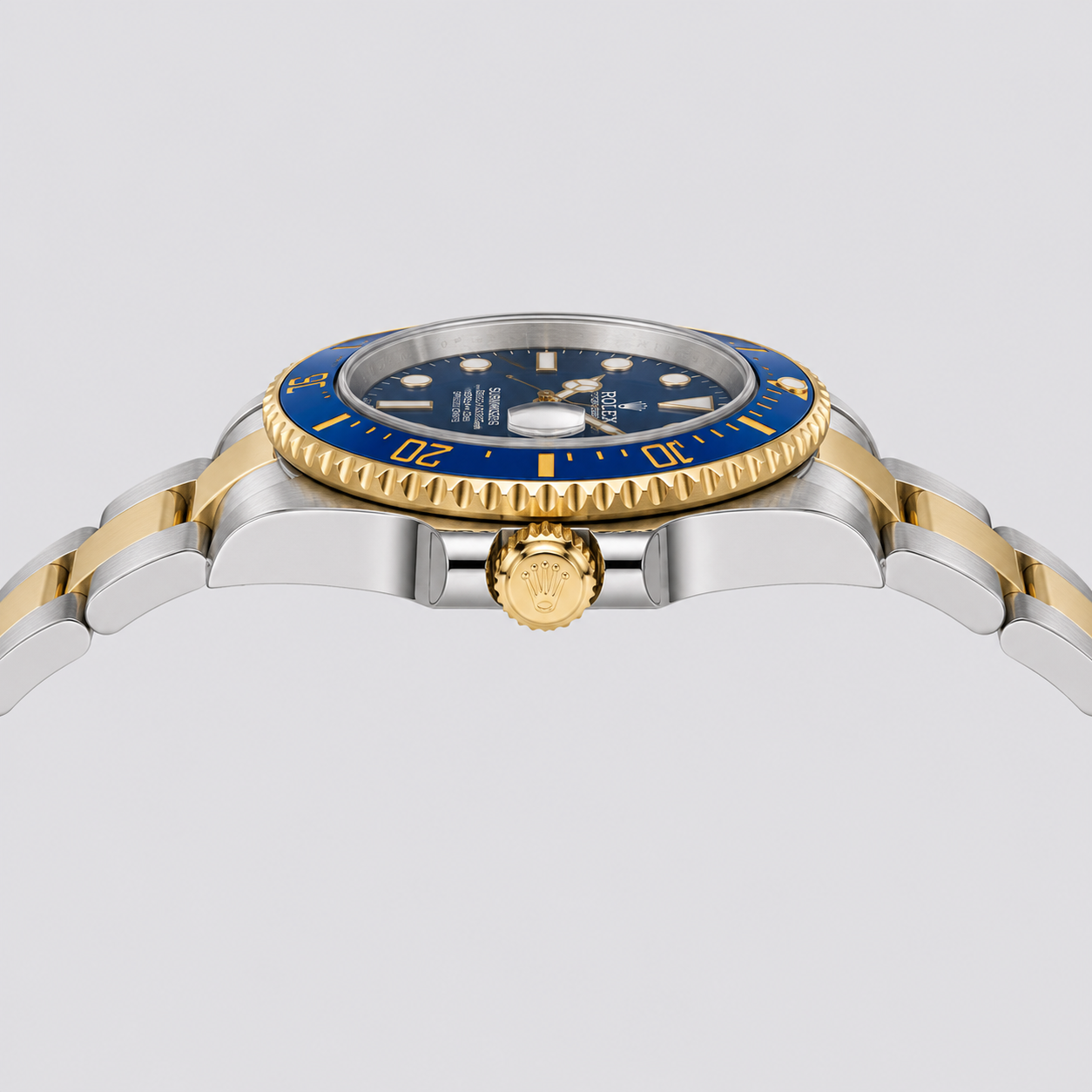 Rolex Submariner Date, Blaues Ziffernblatt Silber Gelbgold 41MM